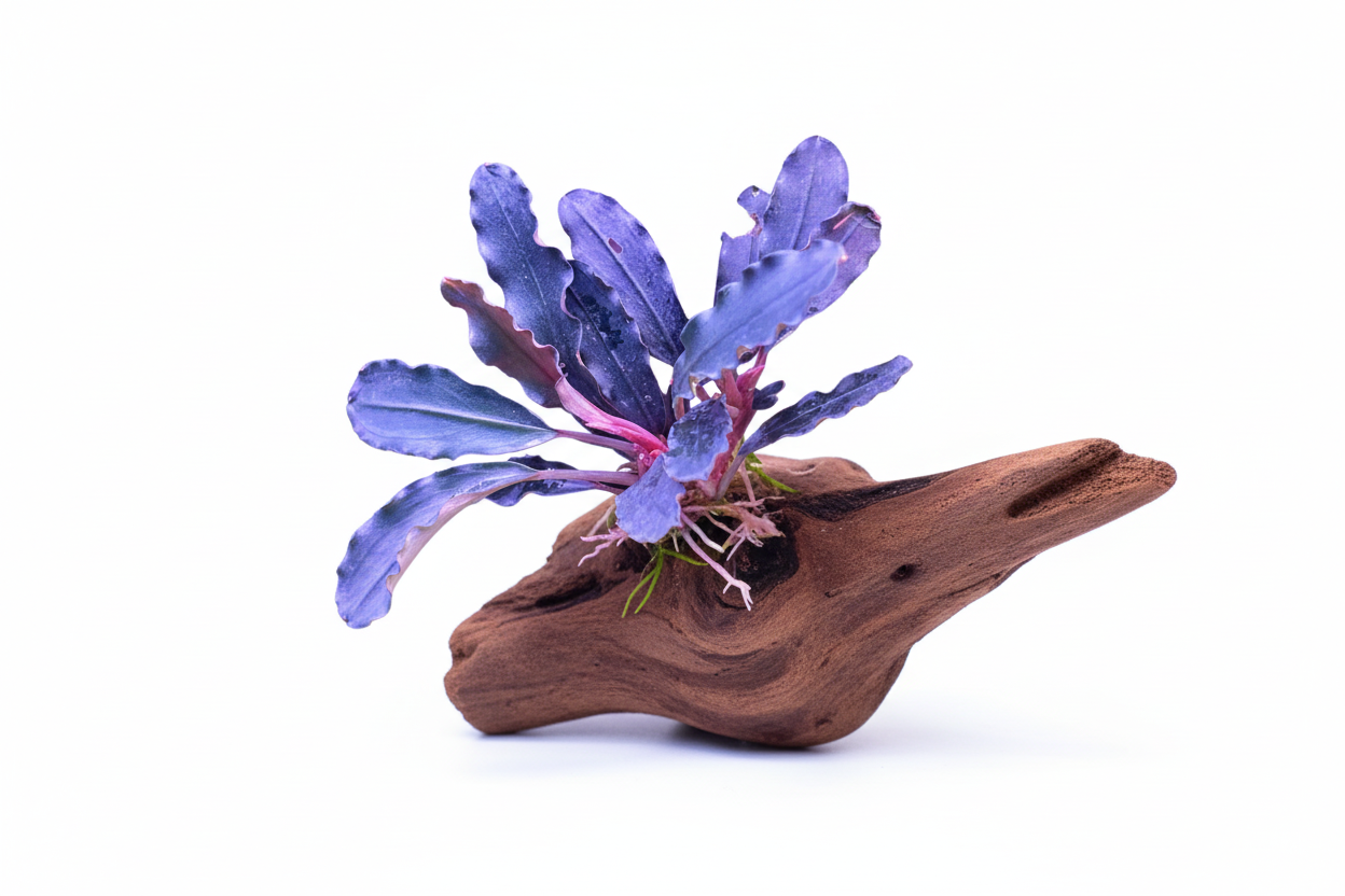 Bucephalandra Blue Metallic ( porzione 5x5 su legnetto)