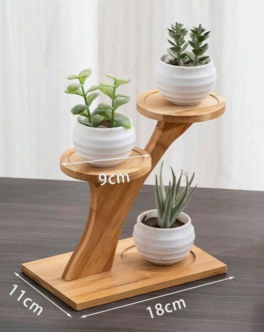 Porta piante in bambù a 3 ripiani