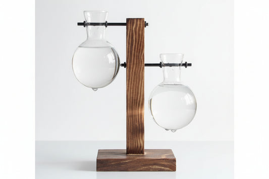 Porta ampolle idrocoltura con supporto in legno vintage